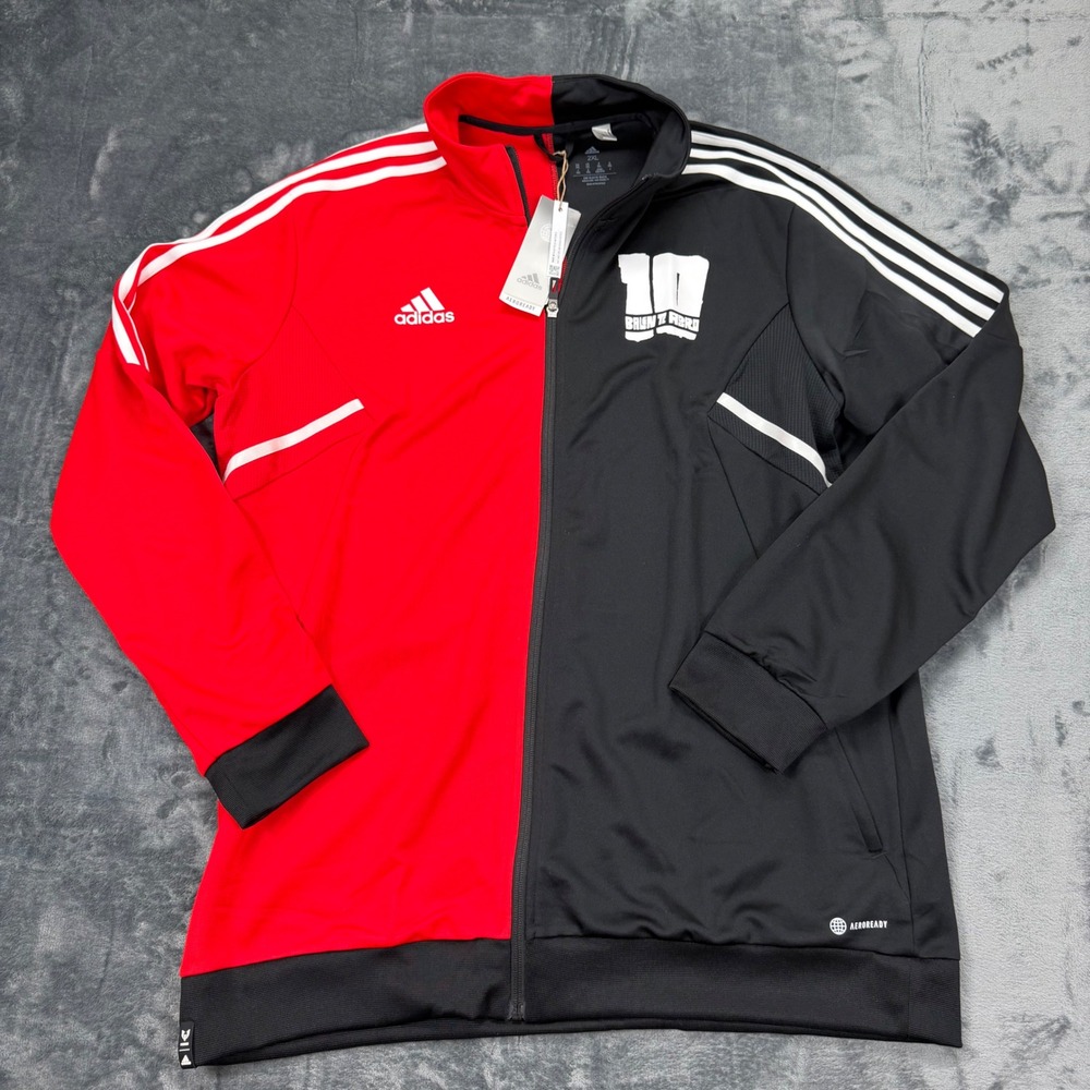 NWT Adidas Messi Aeroready Track Jacket Mens‎ 2XL Black Red Full Zip Soccer